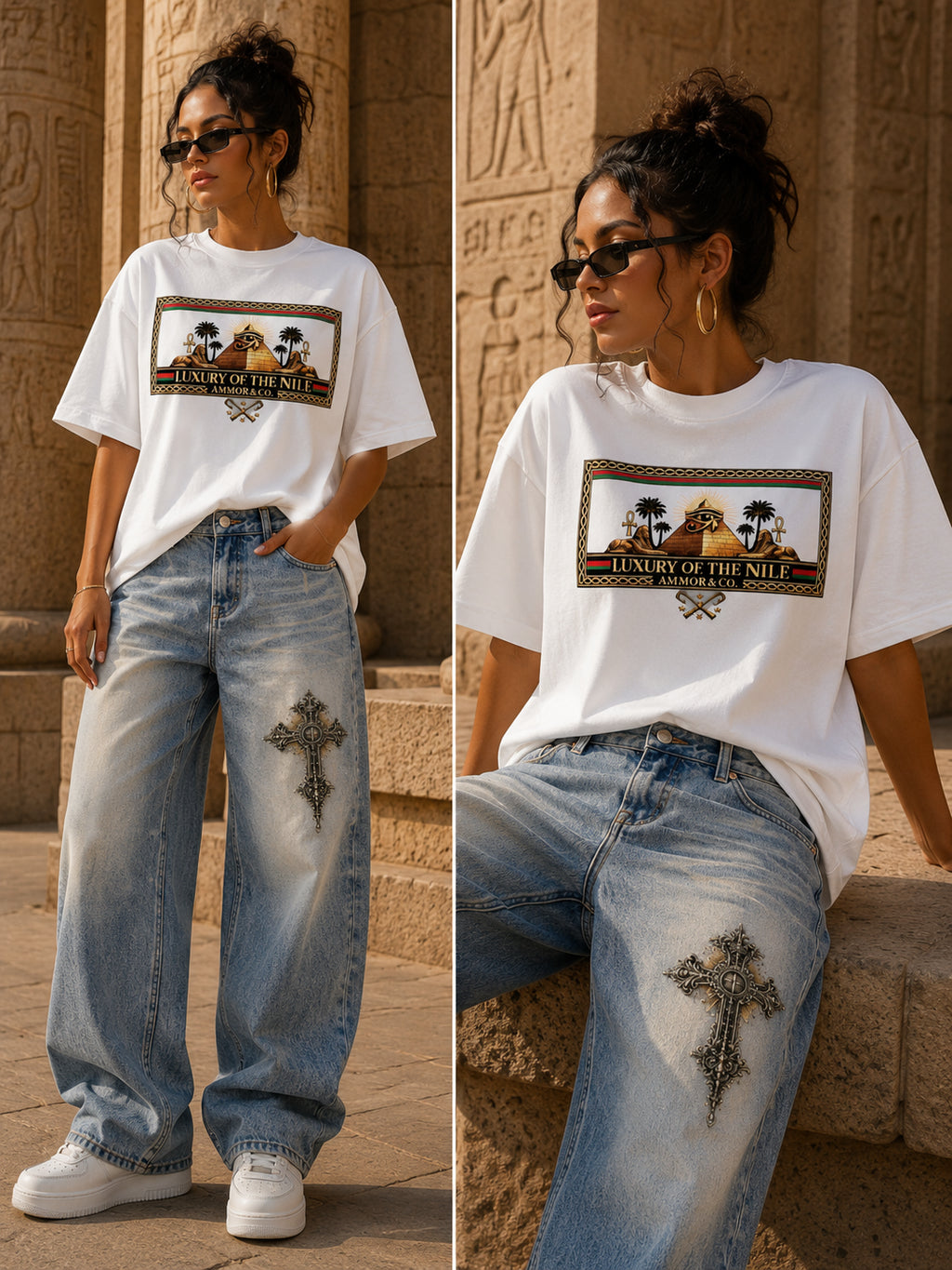 Luxury of the Nile Oversized Tee White - AMMOR & Co