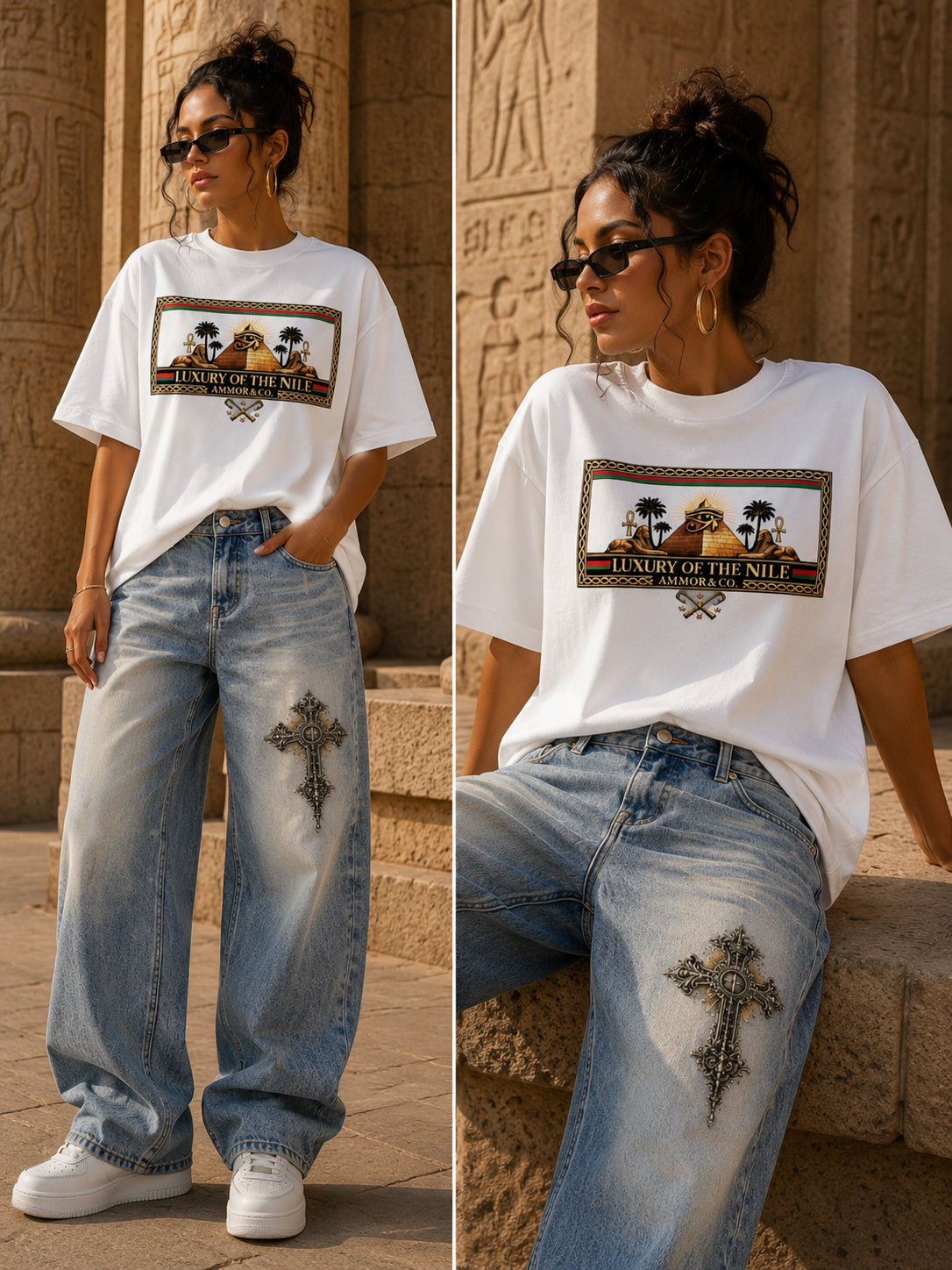 Luxury of the Nile Oversized Tee White - AMMOR & Co