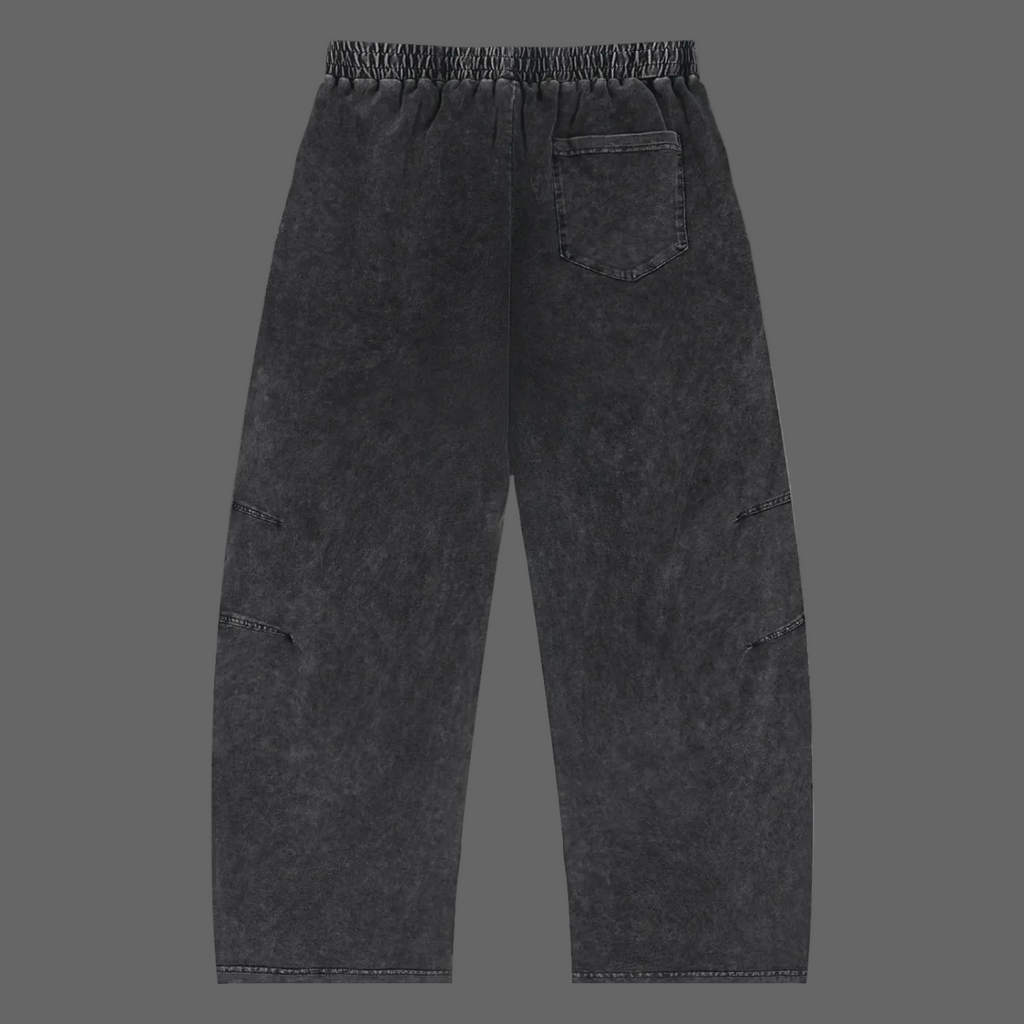 AMMOR&CO. Gold Pyramid Mineral Wash Joggers in black — back view, premium oversized fit