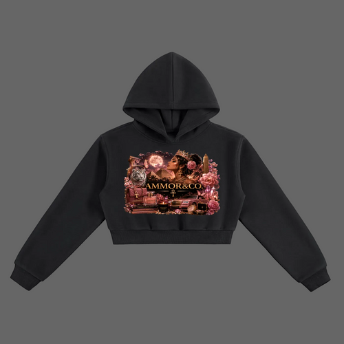 Essential Cropped Hoodie Flower Gray - AMMOR & Co Women's