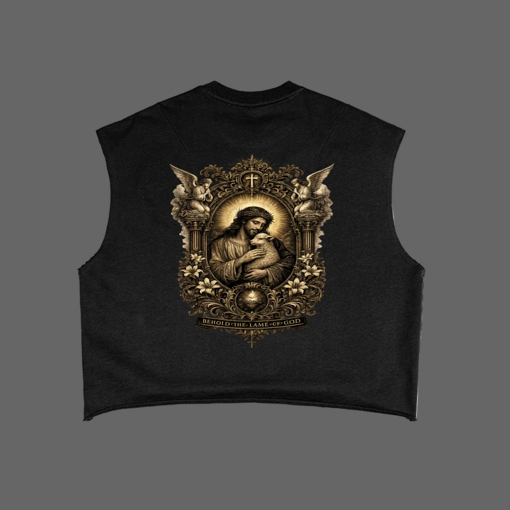 Holy Drip French Terry Boxy Tank Top Black - AMMOR & Co