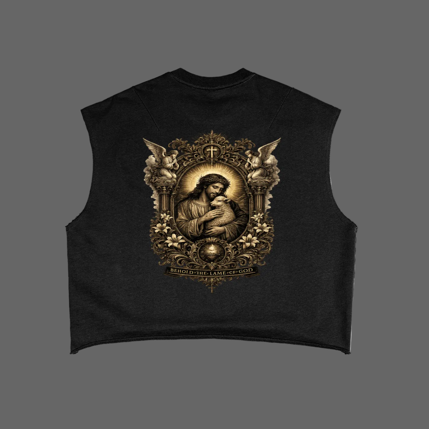 Holy Drip French Terry Boxy Tank Top Black - AMMOR & Co