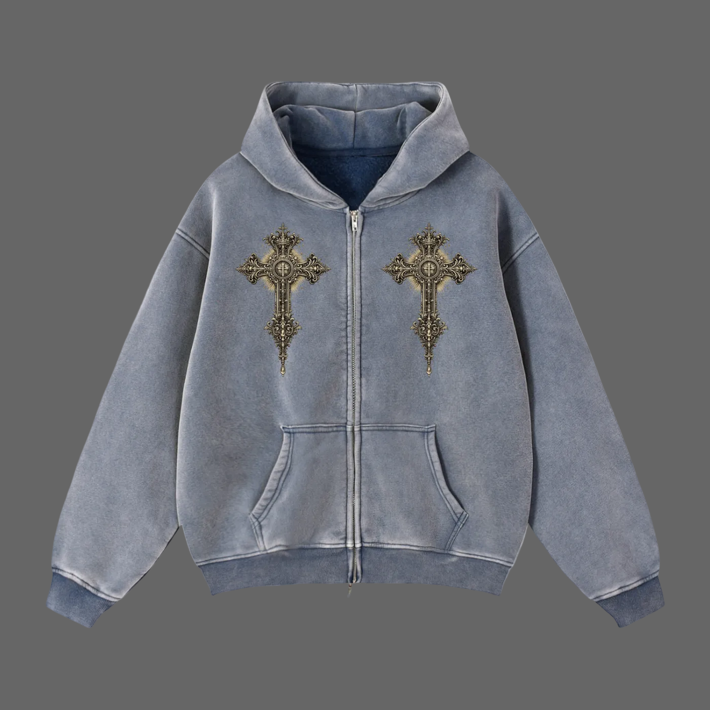 Holy Drip Zip-Through Boxy Fleece Hoodie | AMMOR&CO.