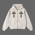 Holy Drip Zip-Through Boxy Fleece Hoodie Black - AMMOR & Co