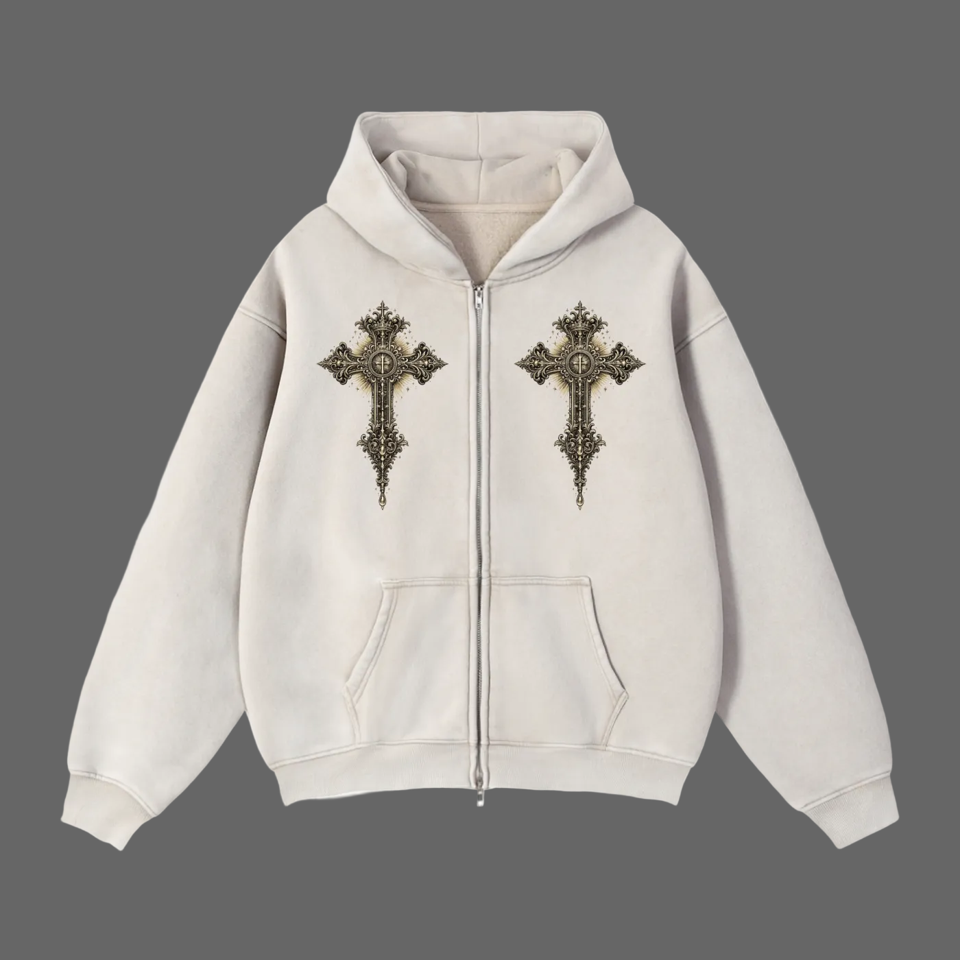 Holy Drip Zip-Through Boxy Fleece Hoodie Black - AMMOR & Co