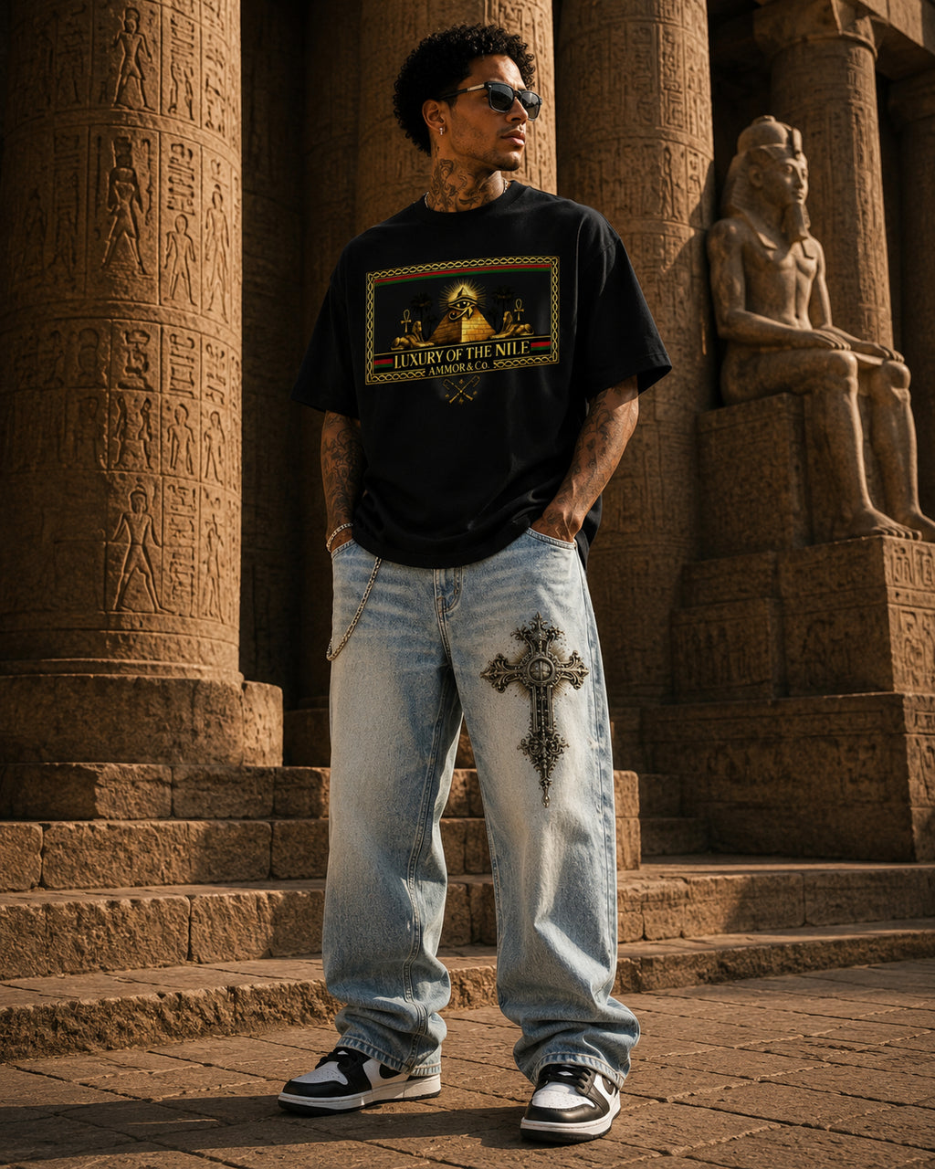 Luxury of the Nile Oversized Tee Obsidian Black - AMMOR & Co