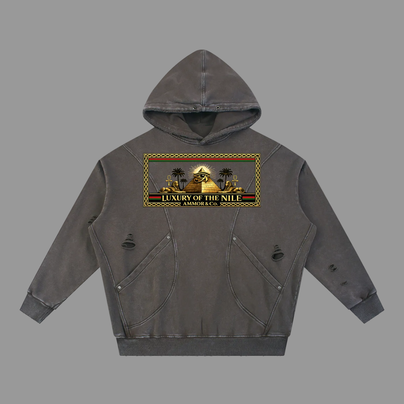 Washed Nile Distressed Hoodie | AMMOR&CO.