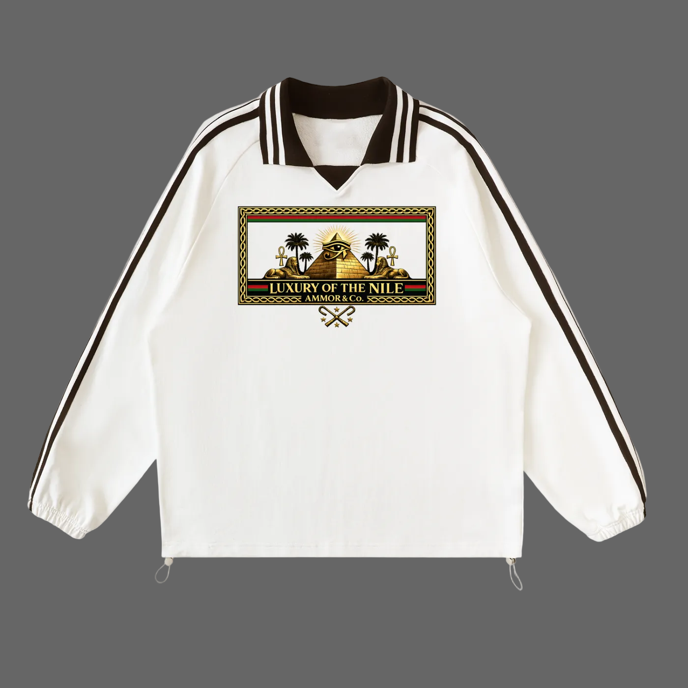AMMOR Nile Striped Lapel Sweatshirt Black - AMMOR & Co