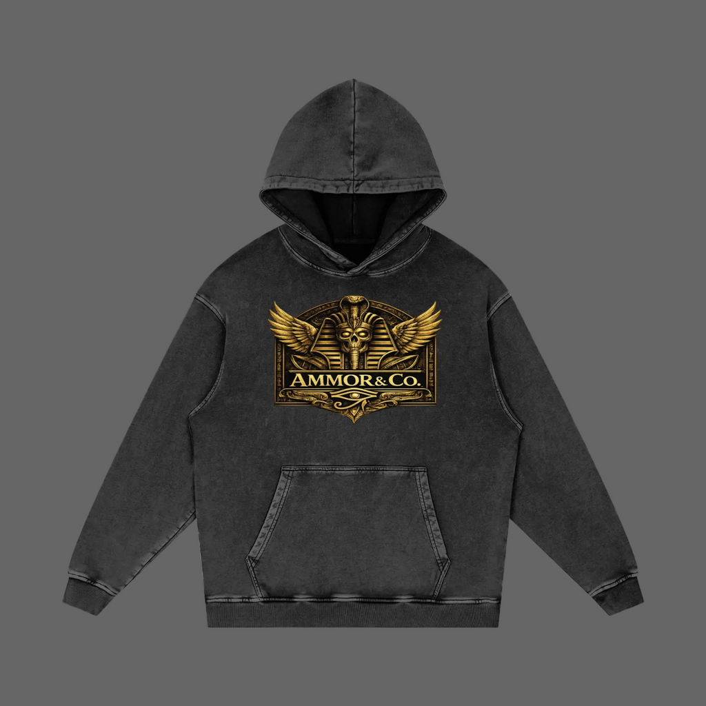 Pharaoh Dynasty Hoodie Gold Crest Obsidian Black - AMMOR & Co Egyptian Luxury Streetwear