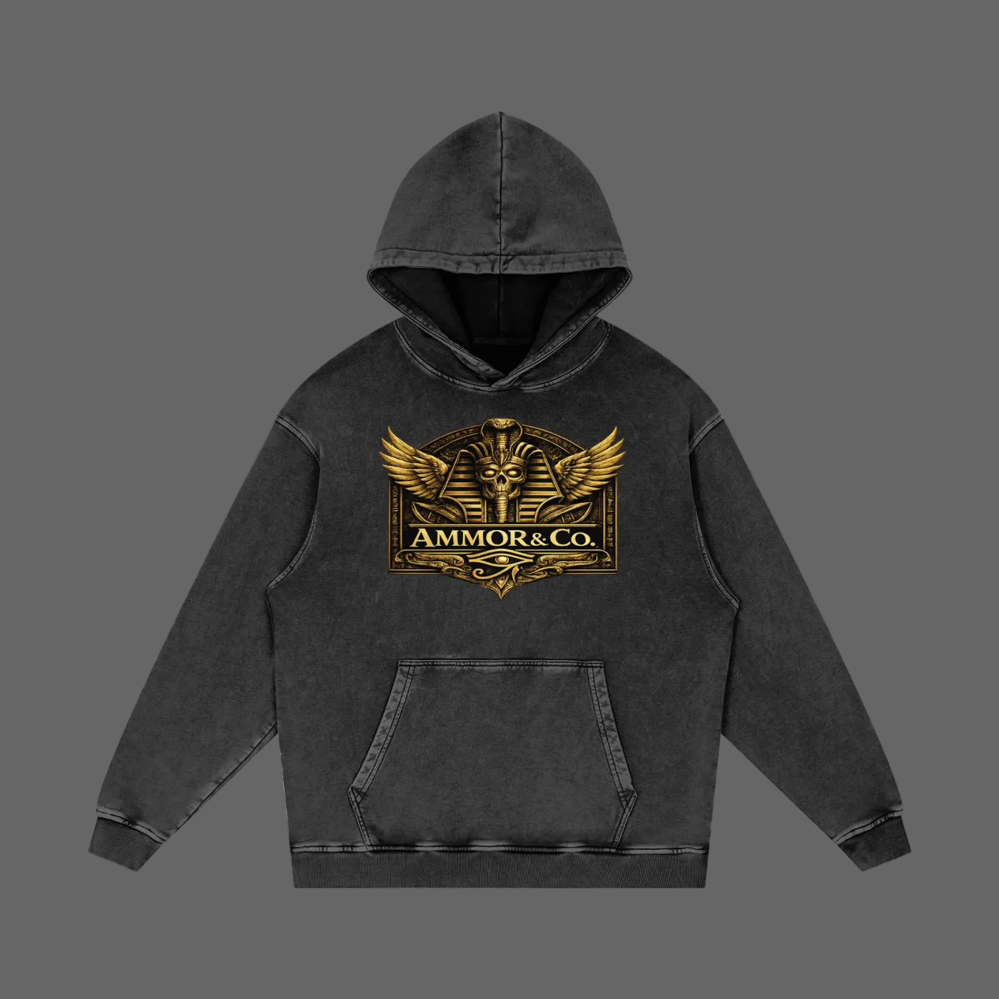 Pharaoh Dynasty Hoodie Gold Crest Obsidian Black - AMMOR & Co Egyptian Luxury Streetwear