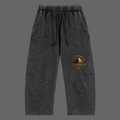 AMMOR&CO. Gold Pyramid Mineral Wash Joggers in black — front view, luxury streetwear Season I