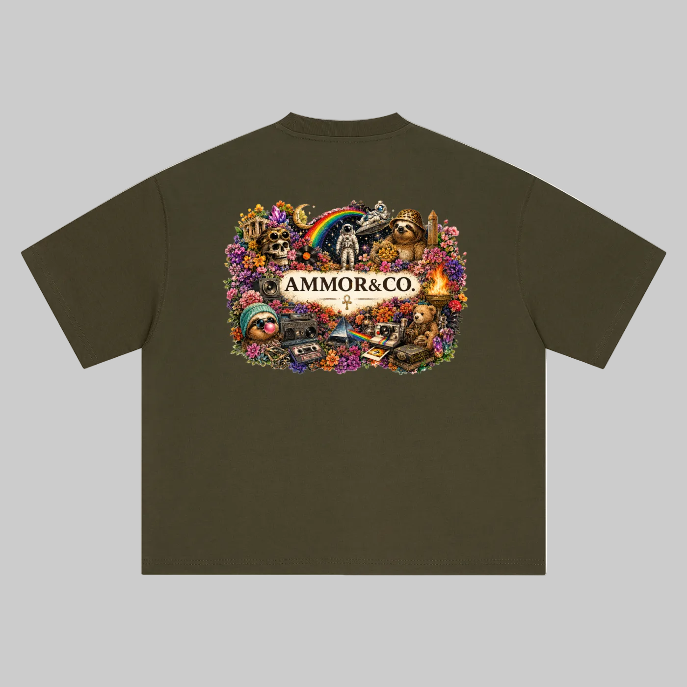 Dynasty Graphic Boxy Tee Navy back view - AMMOR & Co