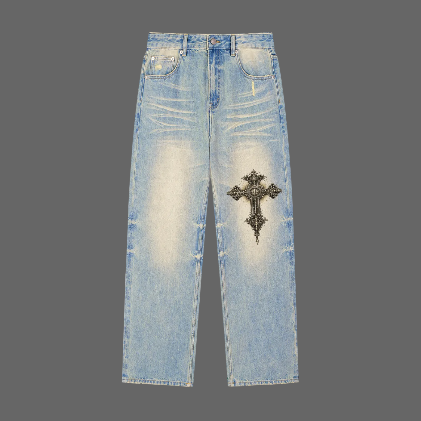 AMMOR Cross Denim Sun Fade Raw Hem Blue - AMMOR & Co