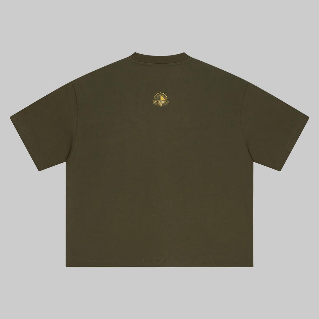 Dynasty Boxy Oversized Tee back view Dark Green - AMMOR & Co