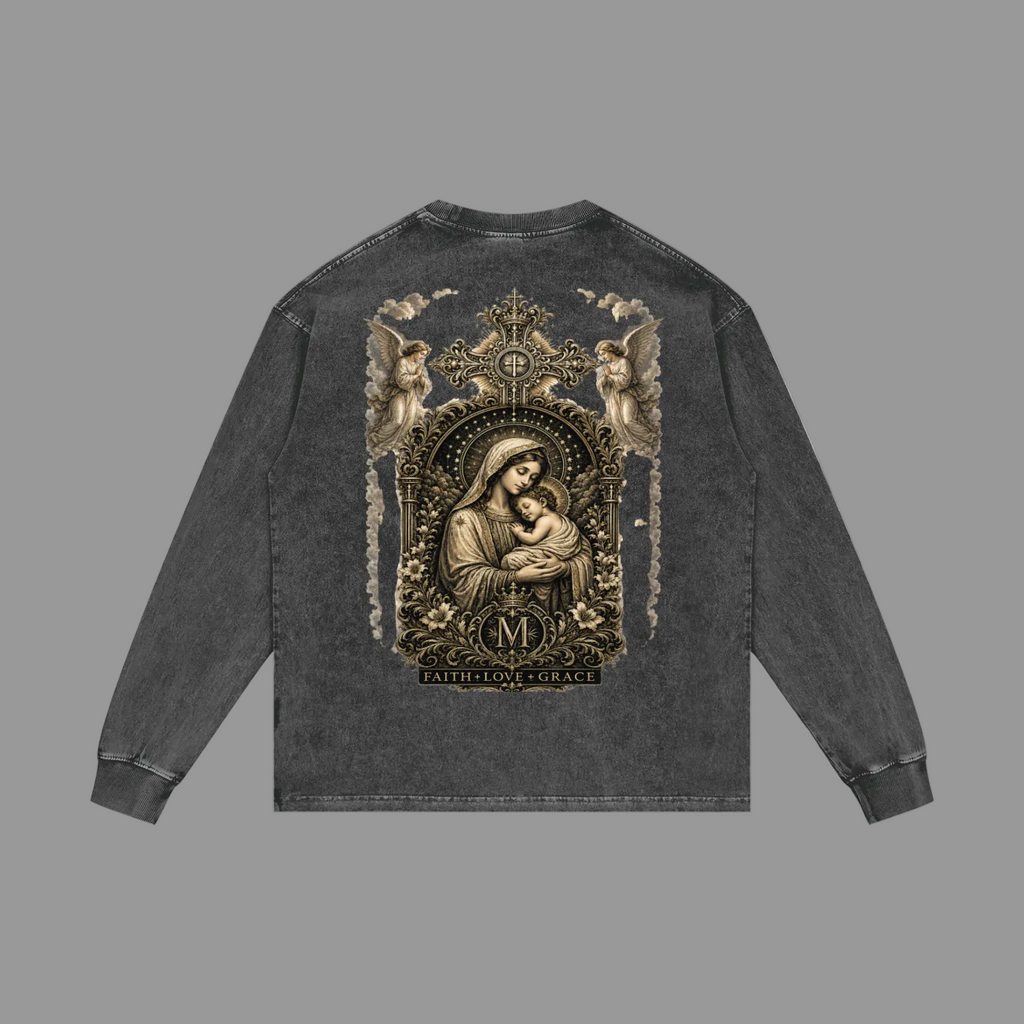 Holy Drip Acid Wash Oversized Long Sleeve | AMMOR&CO.