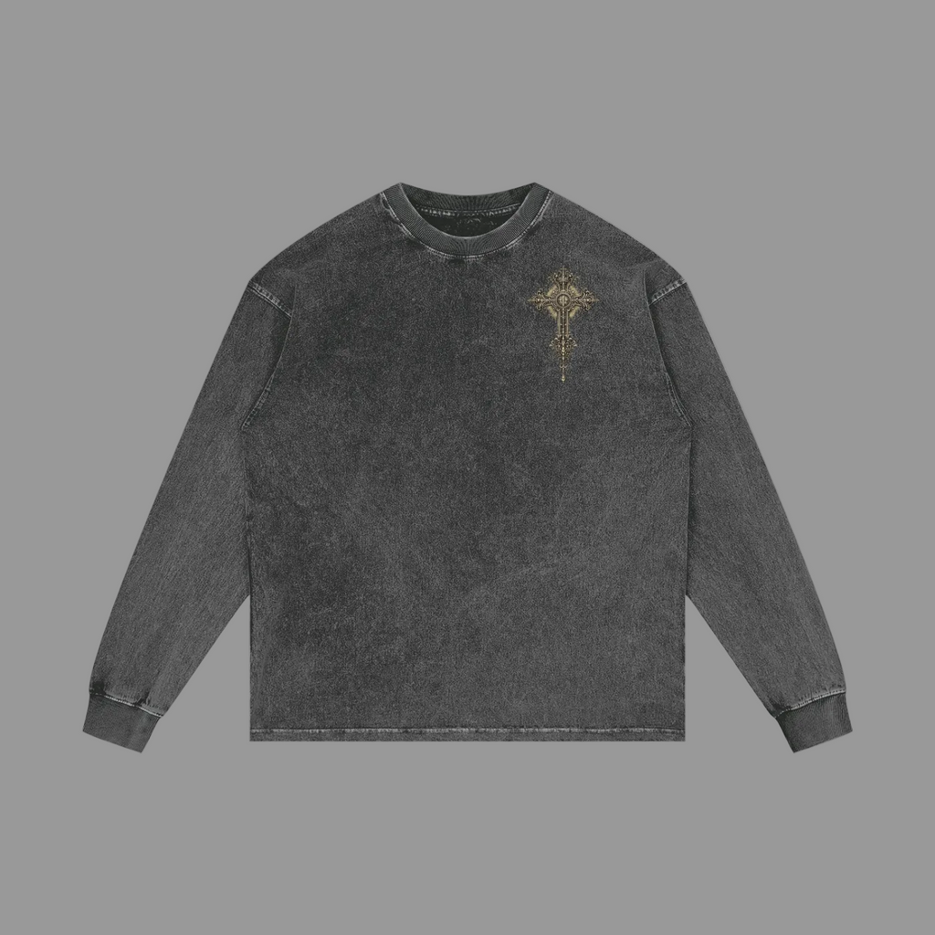 Holy Drip Acid Wash Oversized Long Sleeve | AMMOR&CO.