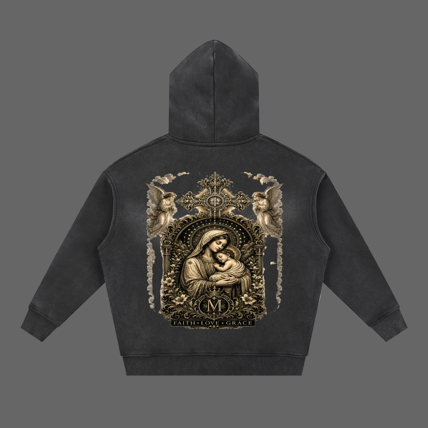 Holy Drip Sunfade Two-Way Zip Hoodie Black - AMMOR & Co