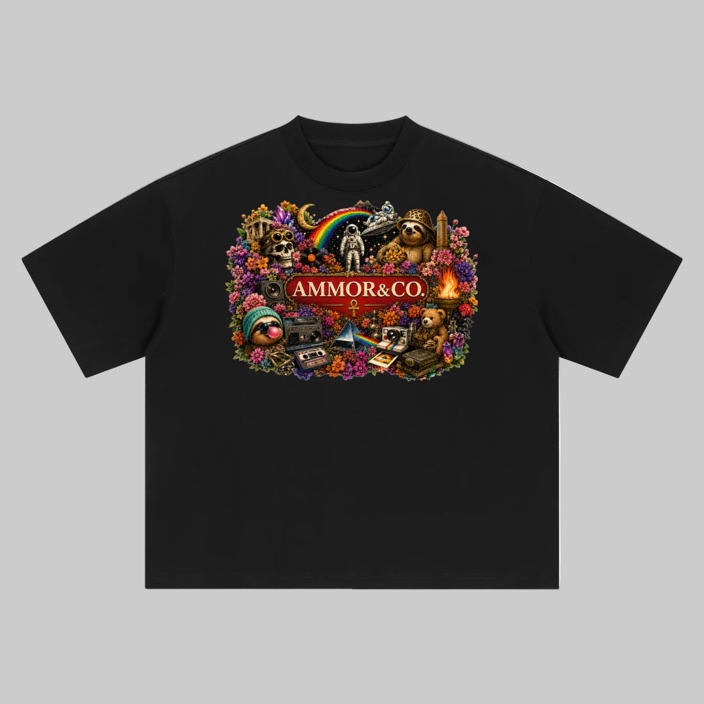 Dynasty Graphic Boxy Tee Black colorway - AMMOR & Co