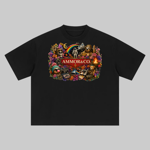 Dynasty Graphic Boxy Tee Black colorway - AMMOR & Co
