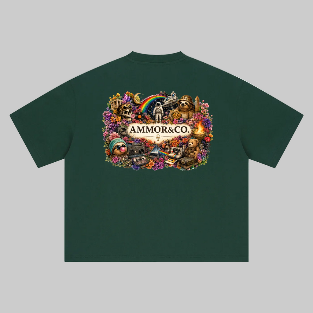 Dynasty Graphic Boxy Tee Stone back view - AMMOR & Co