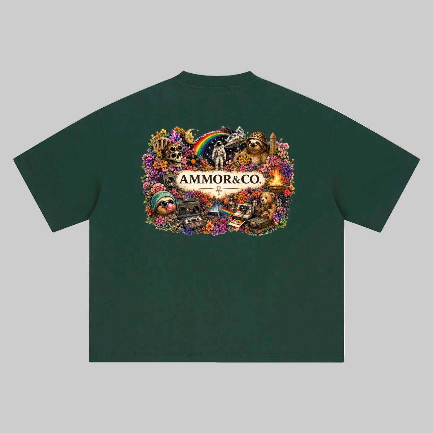 Dynasty Graphic Boxy Tee Stone back view - AMMOR & Co